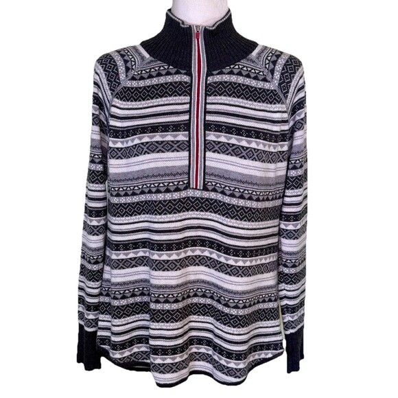 Eddie Bauer Women's Nordic Fair Isle Half Zip Sweater Scandinavian Ski Lodge Med - Picture 1 of 8